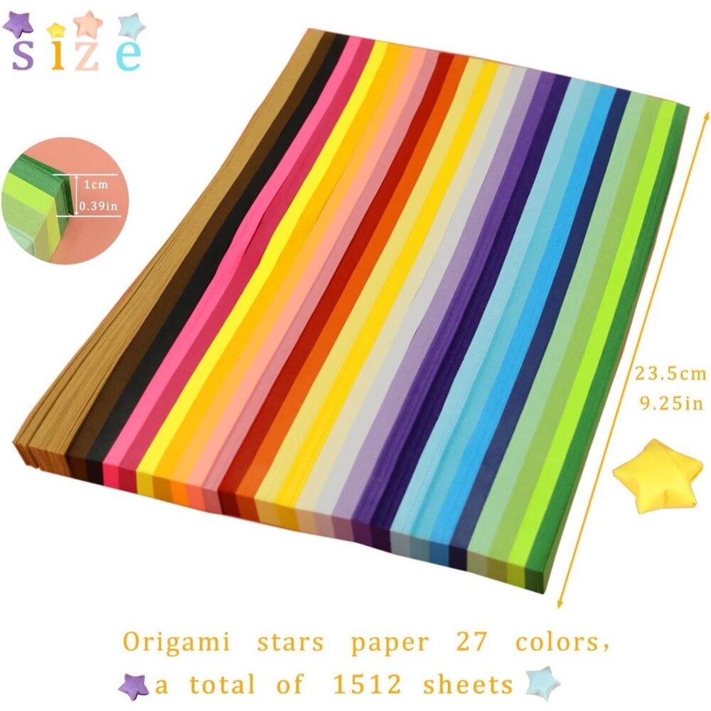 3024 Sheets Origami Paper Star Paper Strips 27 Assortment Color Star Papers Luck - Picture 2 of 7